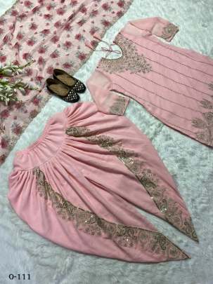 Georgette Baby Pink Dhoti Salwar Suit