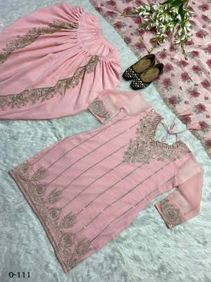 Georgette Baby Pink Dhoti Salwar Suit