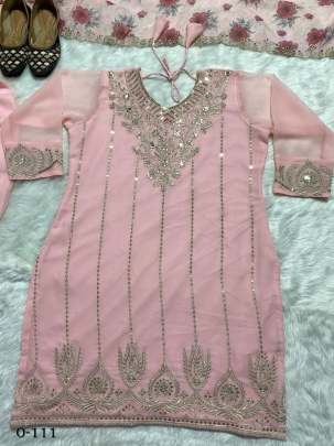 Georgette Baby Pink Dhoti Salwar Suit