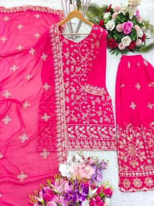 Georgette Fabric 5mm Sequence Work Palazzo Suit