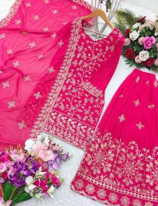 Georgette Fabric 5mm Sequence Work Palazzo Suit