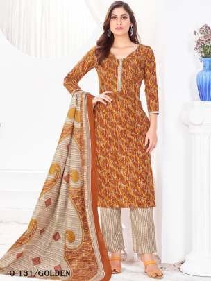 Golden Kurti Pant Set With Dupatta