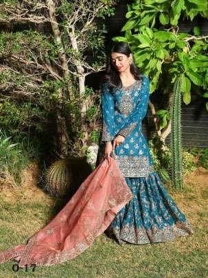 Good Quality Chinon Blue Sharara Suit With Georgette Dupatta