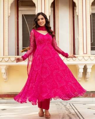 Pink Georgette Anarkali Suit
