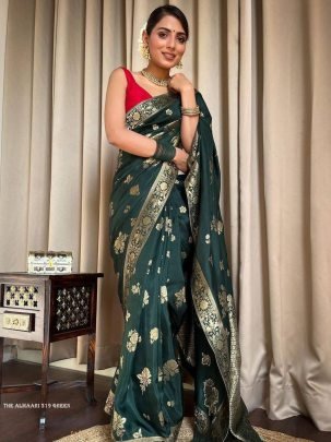 Green Tradition Ladies Banarasi Soft Silk Saree