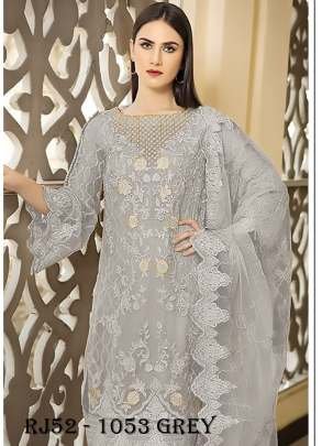 Grey Embroidery Work Faux Georgette Pakistani Suit