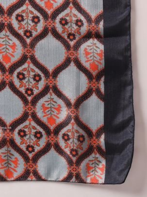 Grey Sequence Embroidered Chinon Kurti Pant Set with Dupatta