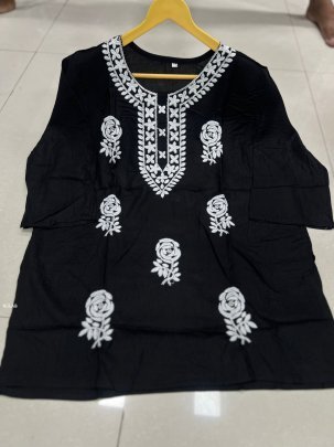 Gulab Rayon Chikan Work Tunic Tops
