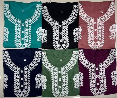 Gulab Rayon Chikan Work Tunic Tops