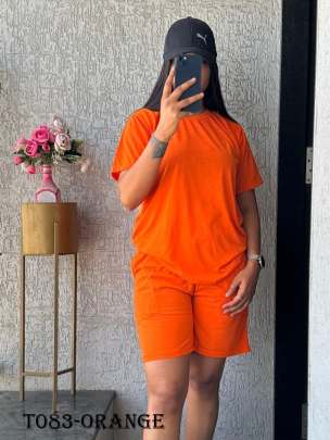 Gym Wear Orange Short Co Ord Set For Women