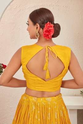 Haldi Special Yellow Dola Silk Embroidered Lehenga Choli