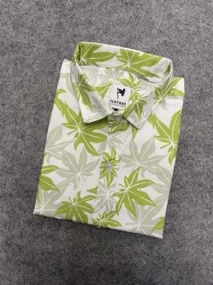 Half Sleeve Pearl Printed Men Cotton Shirts