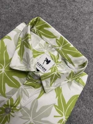 Half Sleeve Pearl Printed Men Cotton Shirts