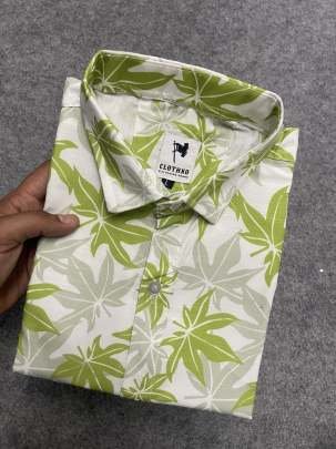 Half Sleeve Pearl Printed Men Cotton Shirts