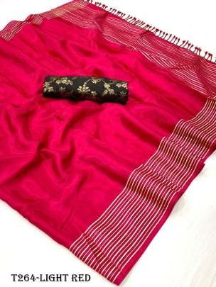 Hand loom Weaving Light Red Pure Viscose Saree