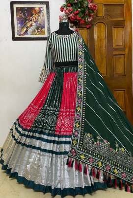 Heavy Butter Silk Printed Real Mirror Work Navratri Chaniya Choli