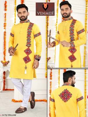 Heavy Cotton Yellow Navratri Kurta Pyjama