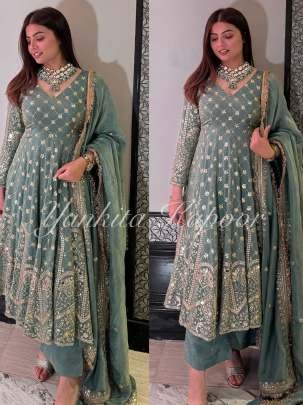 Heavy Embroidery Sequence Work Top Sharara Dupatta Set