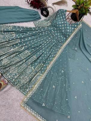 Heavy Embroidery Sequence Work Top Sharara Dupatta Set