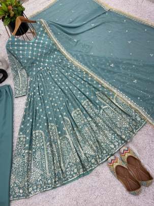 Heavy Embroidery Sequence Work Top Sharara Dupatta Set