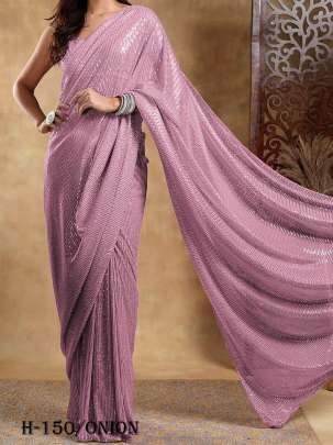 Heavy Georgette Onion Saree With Sequins Work Blouse