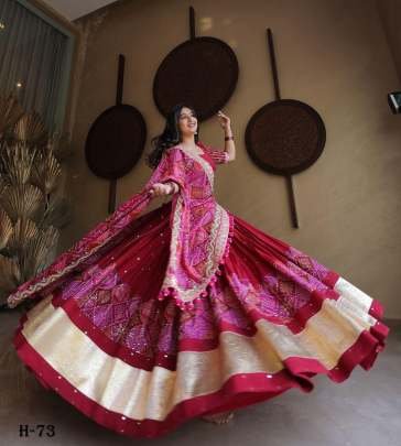 Heavy Muslin Cotton Pink Lehenga Choli and Dupatta