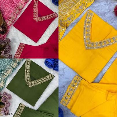 Heavy reyon embroidered readymade suit with fancy dupatta