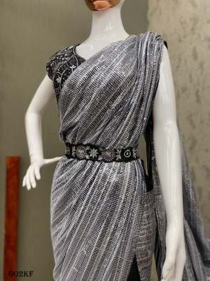 Heavy Saburi Silk Sequence Embroidered Designer Saree With Blouse