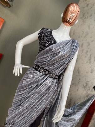 Heavy Saburi Silk Sequence Embroidered Designer Saree With Blouse