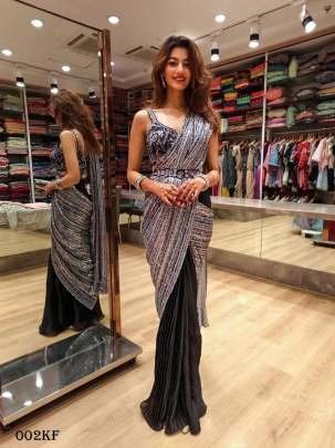 Heavy Saburi Silk Sequence Embroidered Designer Saree With Blouse