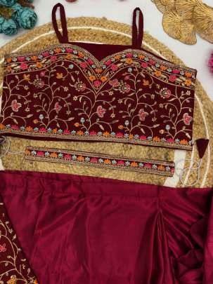 Heavy Satin Silk Maroon Ready To Wear Saree With Jacket