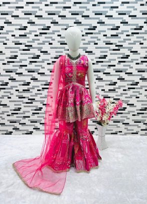 Heavy Sequin Embroidery With Digital Print Work Kids Wear Sharara Set