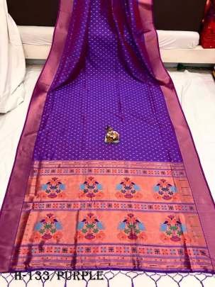 Heavy Soft Banarasi Lichi Silk Purple Color Saree 