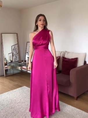 Hot Pink Party Wear Gown With Different Style