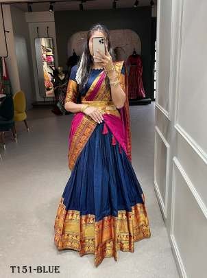 Indian Wear Blue Narayan Pet Cotton Lehenga Choli