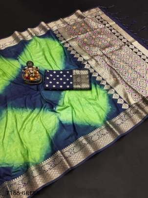 Indian Wear Green Silk Digital Printed Minakari Saree