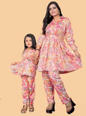 Introducing New Peach Colour Mother daughter Combo