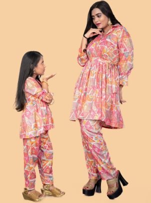 Introducing New Peach Colour Mother daughter Combo