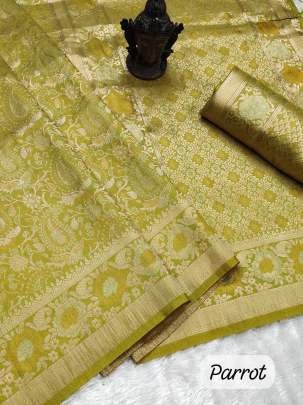 Jacquard Work Yellow Kanjivaram Silk Saree