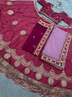 Jalpari Silk Embroidery Sequence Work Wedding Wear Lehenga Choli Dupatta Set