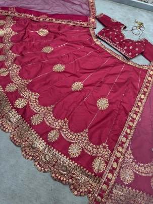 Jalpari Silk Embroidery Sequence Work Wedding Wear Lehenga Choli Dupatta Set