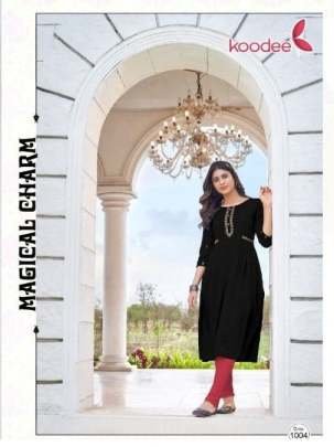 Janvi Vol 1 By Koodee Superb Work And Finishing Rayon Kurtia Cataloge