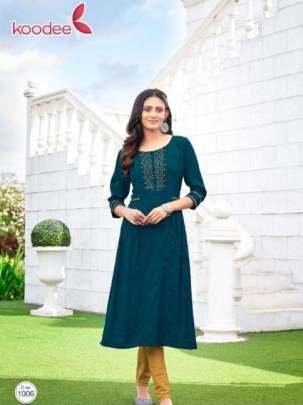 Janvi Vol 1 By Koodee Superb Work And Finishing Rayon Kurtia Cataloge