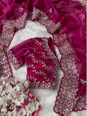 Sequence Zari Work Jimmy Chhoo Satin Saree