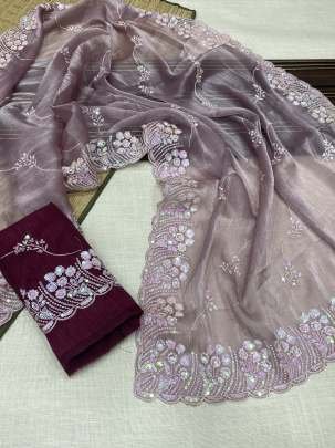 Jimmy Choo Chiffon Saree With Embroidary work