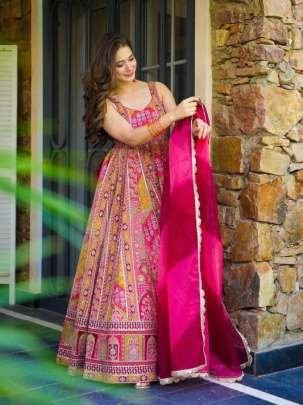 Jimmy Choo Digital Printed Anarkali Gown With Dupatta