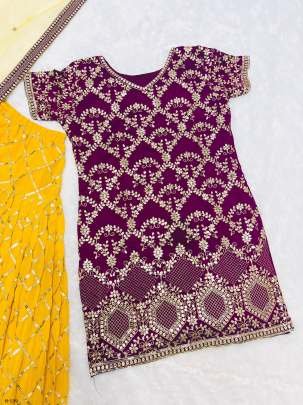 New Ready Made Cotton Purple Salwar Suit Set