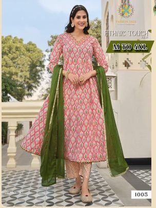 Kajal style Fancy Embroidery work Heavy printed Cotton anarkali kurti