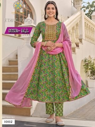 Kajal style Fancy Embroidery work Heavy printed Cotton anarkali kurti