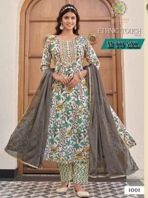 Kajal style Fancy Embroidery work Heavy printed Cotton anarkali kurti